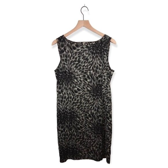 Ann Taylor Black and Grey Petal Burst Sleeveless Shift Dress Size 10 - Picture 1 of 5
